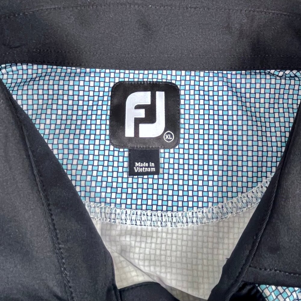 FootJoy Men’s Golf Polo Blue & Teal Geometric Stretch Performance Shirt XL - Picture 3 of 7